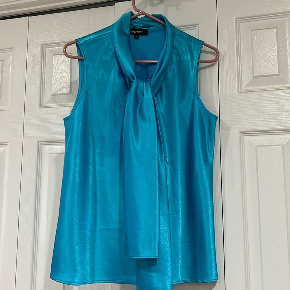 Nine West sleeveless blouse turquoise medium